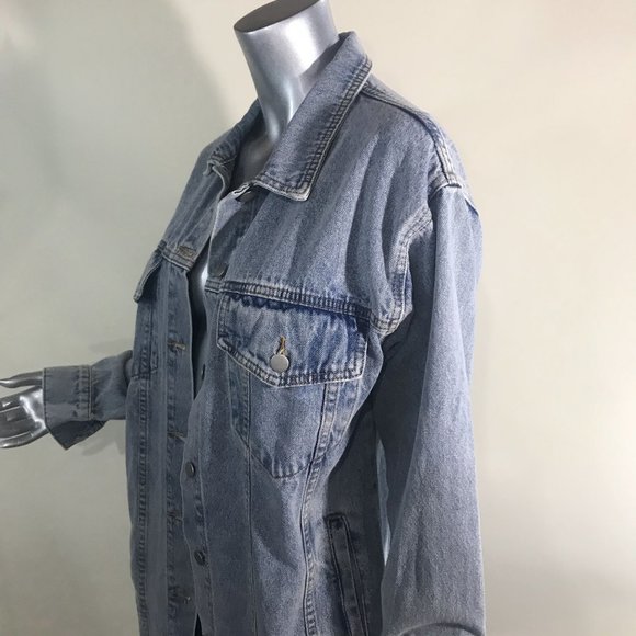 Le Lis Collection Women's Medium Long Line Blue Jean Denim Jacket Button Front P - Picture 3 of 13